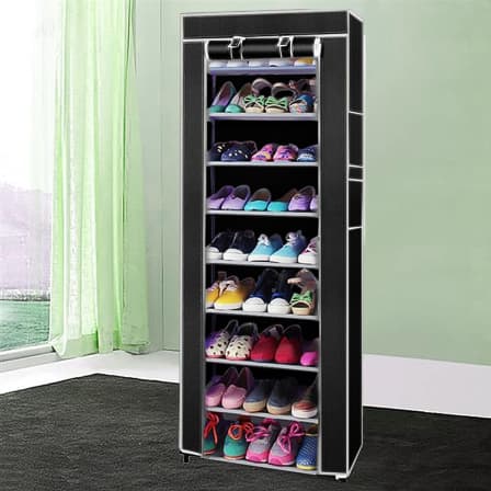 Black- Portable Shoe Rack 9 Tier Organizer_0