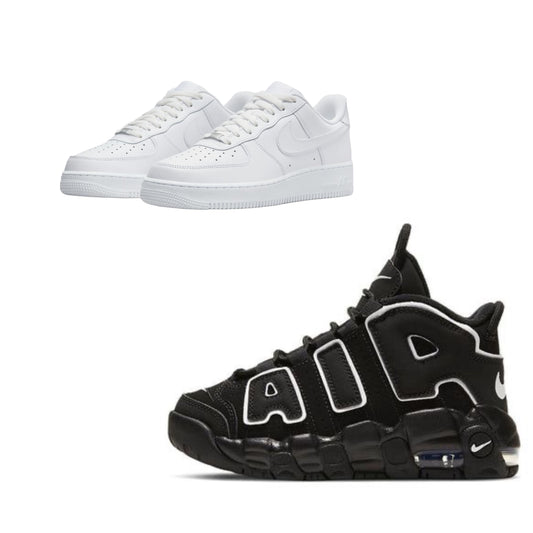 Air Force 1 Plain White x Nike Uptempo Combo